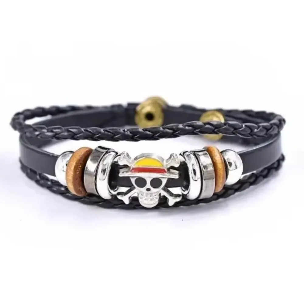 One Piece Bracelet Leather Style Anime Manga Pirate Luffy Cosplay Birthday Gift